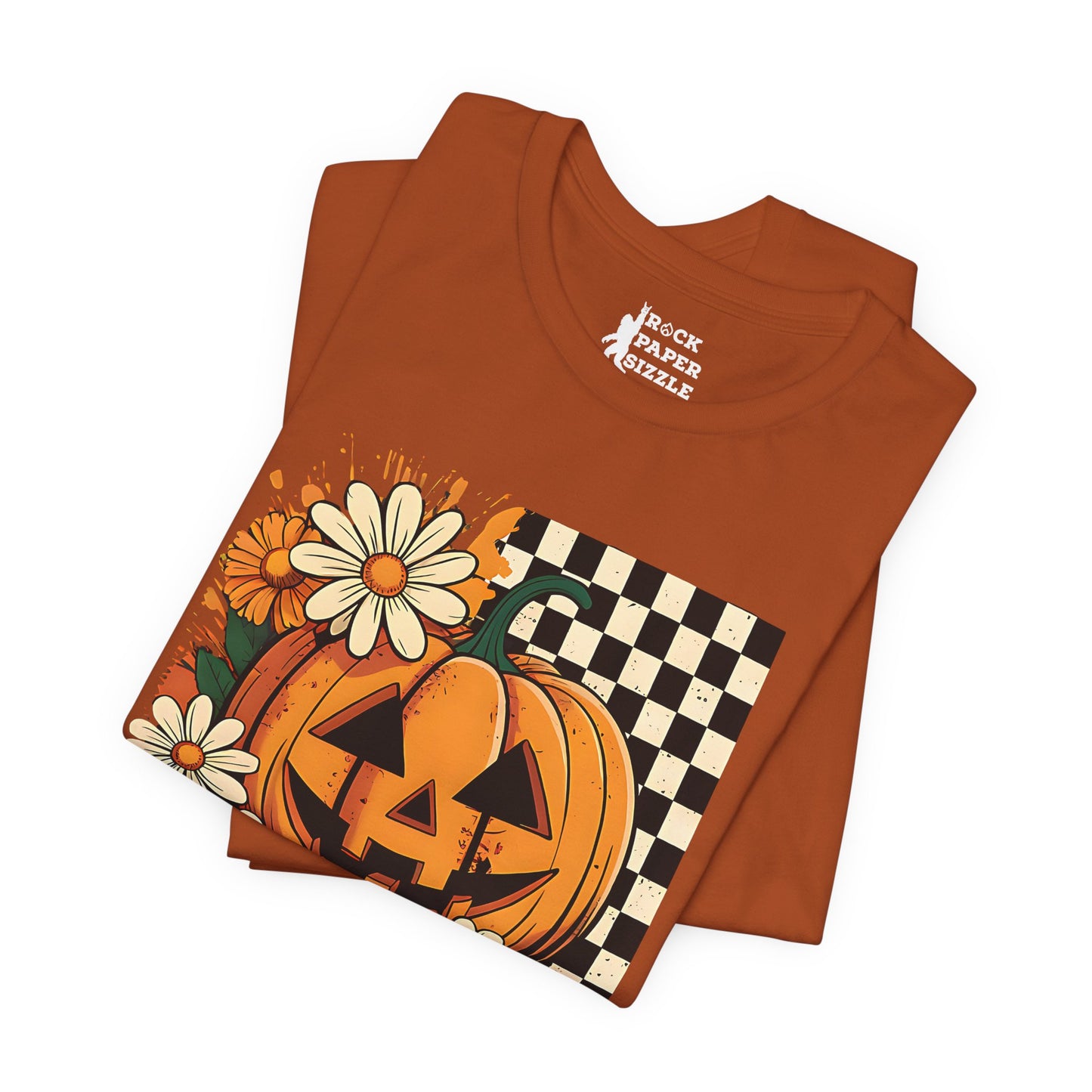 Checkered Pumpkin Halloween T-Shirt