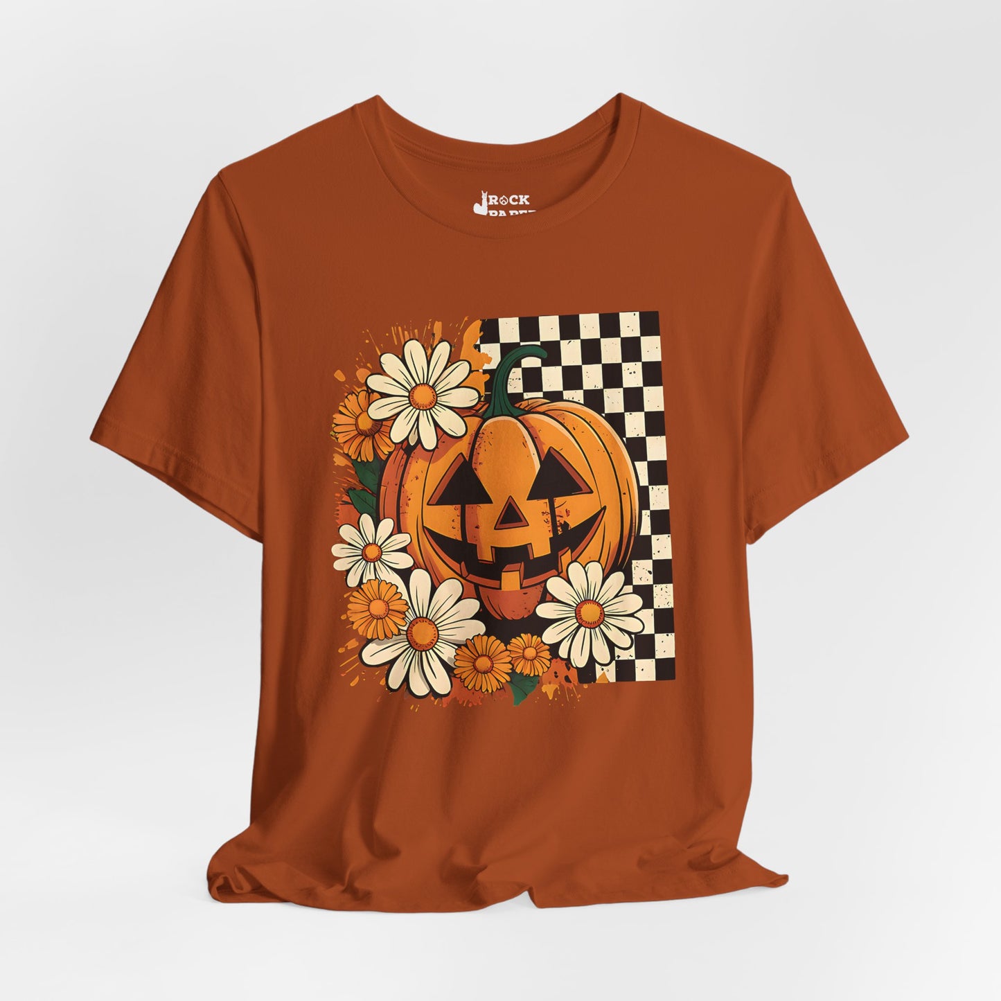 Checkered Pumpkin Halloween T-Shirt
