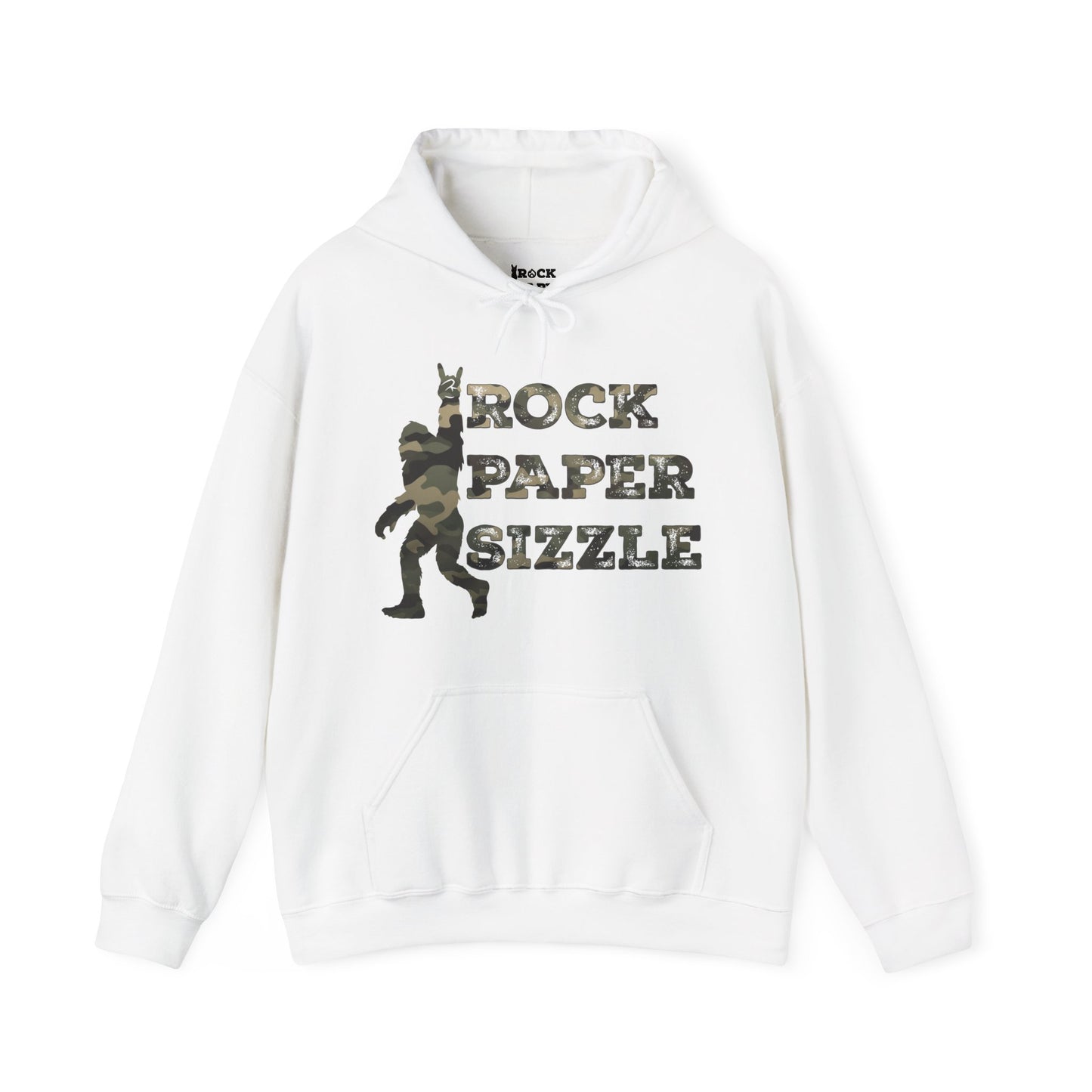 Rock Paper Sizzle Hoodie (Camo Text)