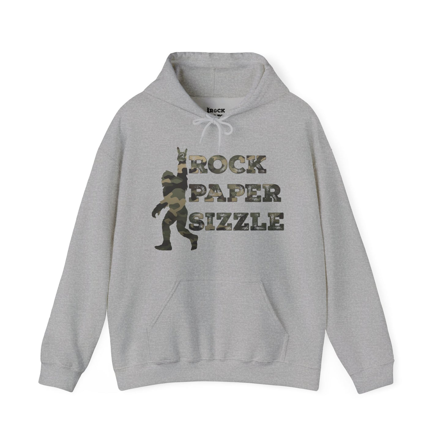 Rock Paper Sizzle Hoodie (Camo Text)