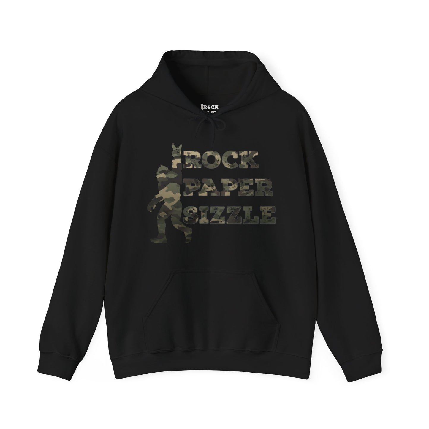 Rock Paper Sizzle Hoodie (Camo Text)