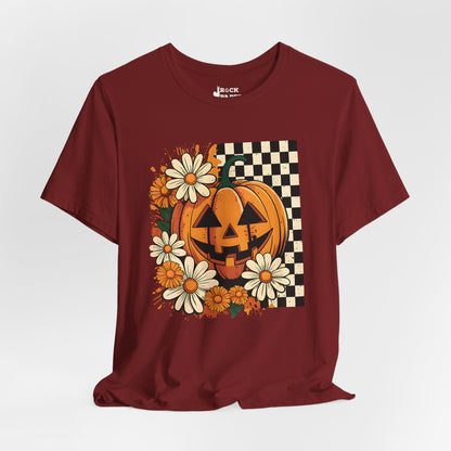 Checkered Pumpkin Halloween T-Shirt