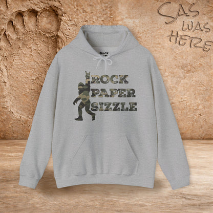 Rock Paper Sizzle Hoodie (Camo Text)