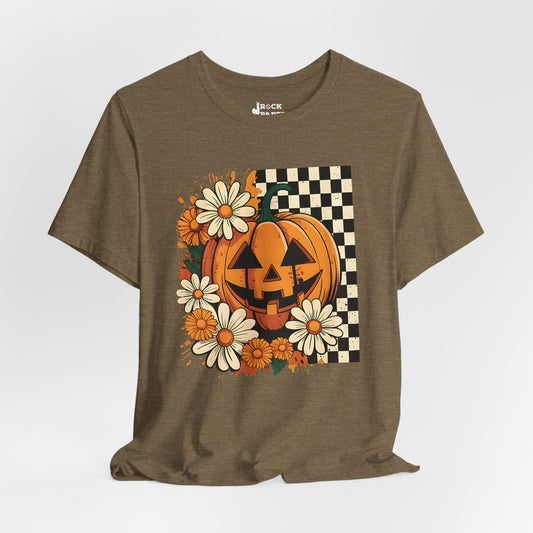 Checkered Pumpkin Halloween T-Shirt