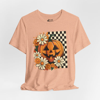 Checkered Pumpkin Halloween T-Shirt